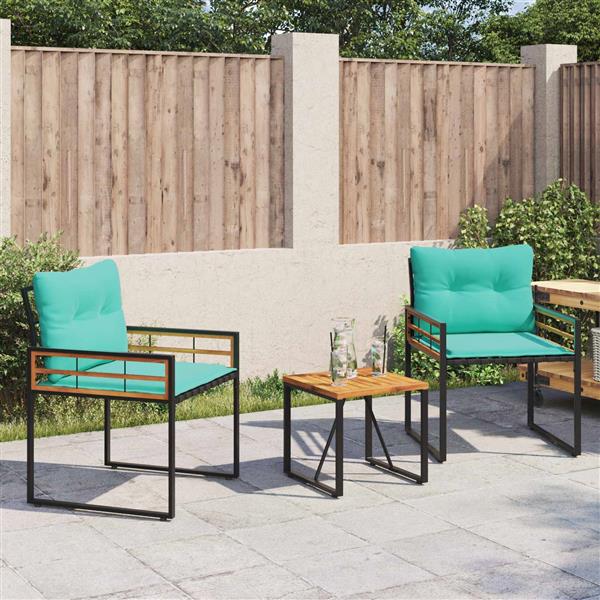 Grote foto vidaxl buitenmeubelset met kussen 3 pcs turquoise tuin en terras tuinmeubelen