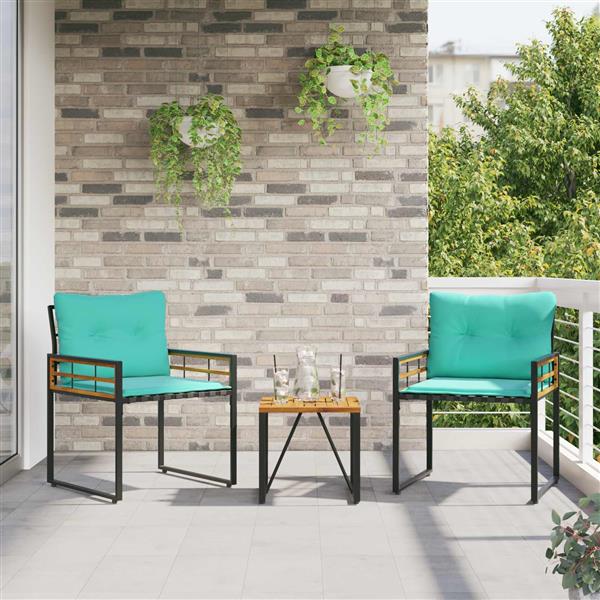Grote foto vidaxl buitenmeubelset met kussen 3 pcs turquoise tuin en terras tuinmeubelen