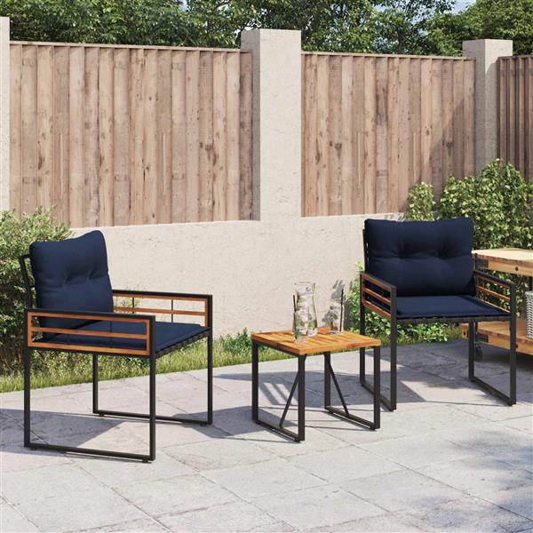 Grote foto vidaxl buitenmeubelset met kussen 3 pcs marineblauw tuin en terras tuinmeubelen