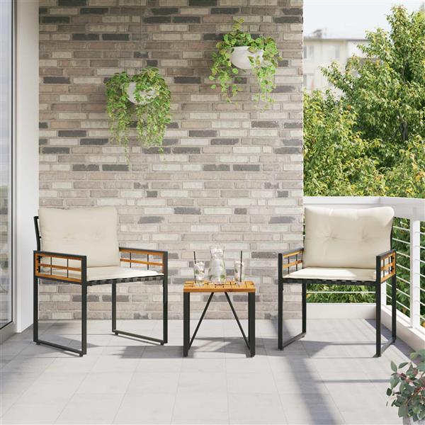 Grote foto vidaxl buitenmeubelset met kussen 3 pcs cr me tuin en terras tuinmeubelen