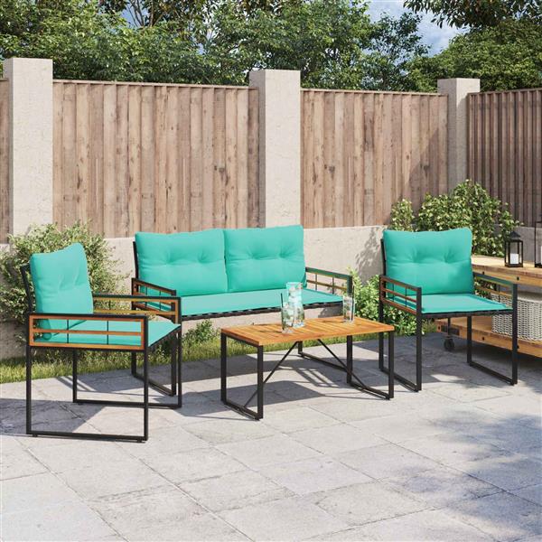 Grote foto vidaxl buitenmeubelset met kussen 4 pcs turquoise tuin en terras tuinmeubelen
