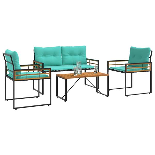 Grote foto vidaxl buitenmeubelset met kussen 4 pcs turquoise tuin en terras tuinmeubelen