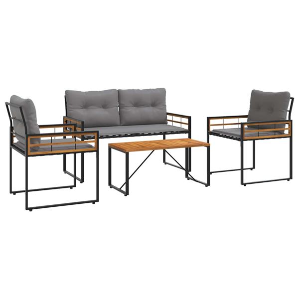 Grote foto vidaxl buitenmeubelset met kussen 4 pcs lichtgrijs tuin en terras tuinmeubelen