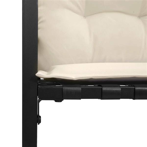 Grote foto vidaxl houten laag bank met kussen effen cr me 114 x 55 x 77 cm tuin en terras tuinmeubelen