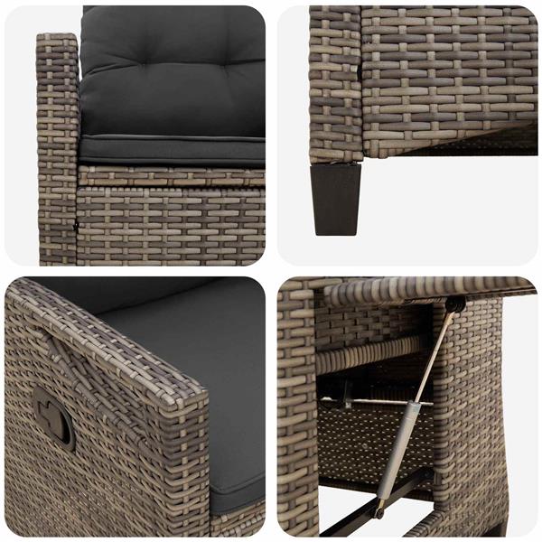 Grote foto vidaxl verstelbare tuinstoel grijs en donkergrijs 56 x 60 x 112 cm tuin en terras tuinmeubelen