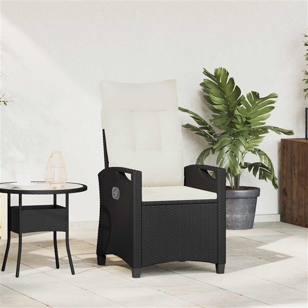 Grote foto vidaxl verstelbare tuinstoel zwart en cr me 56 x 60 x 112 cm tuin en terras tuinmeubelen