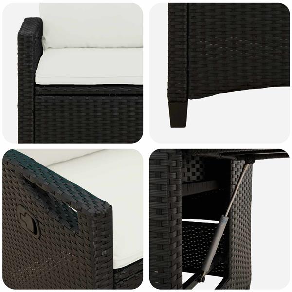 Grote foto vidaxl verstelbare tuinstoel zwart en cr me 56 x 60 x 112 cm tuin en terras tuinmeubelen