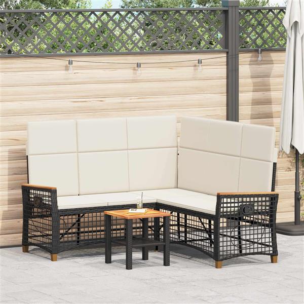 Grote foto vidaxl tuin ligbank set zwart en cream wit 164 x 164 x 112 cm tuin en terras tuinmeubelen