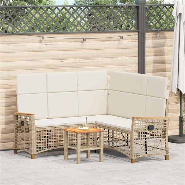 Grote foto vidaxl tuin ligbankset beige en cr me wit 164 x 164 x 112 cm tuin en terras tuinmeubelen