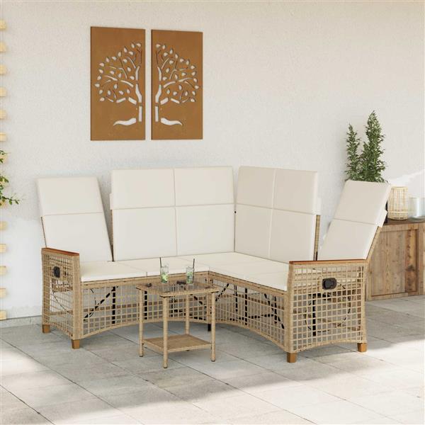 Grote foto vidaxl tuin ligbankset beige en cr me wit 164 x 164 x 112 cm tuin en terras tuinmeubelen