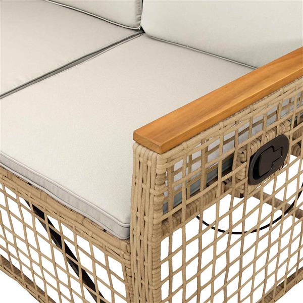 Grote foto vidaxl tuin ligbankset beige en cr me wit 164 x 164 x 112 cm tuin en terras tuinmeubelen