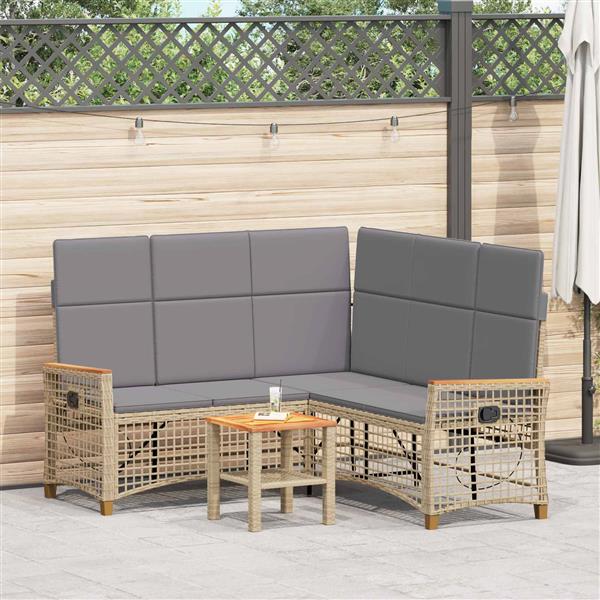 Grote foto vidaxl tuin ligbank set beige en licht grijs 164 x 164 x 112 cm tuin en terras tuinmeubelen