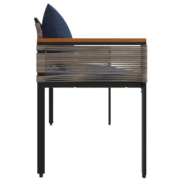 Grote foto vidaxl tuinbank grijs en marineblauw 117 x 54 x 74.5 cm poly rattan tuin en terras tuinmeubelen