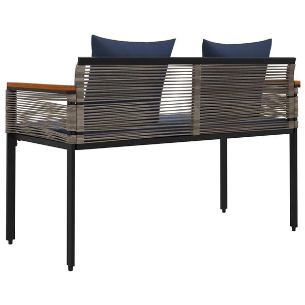 Grote foto vidaxl tuinbank grijs en marineblauw 117 x 54 x 74.5 cm poly rattan tuin en terras tuinmeubelen