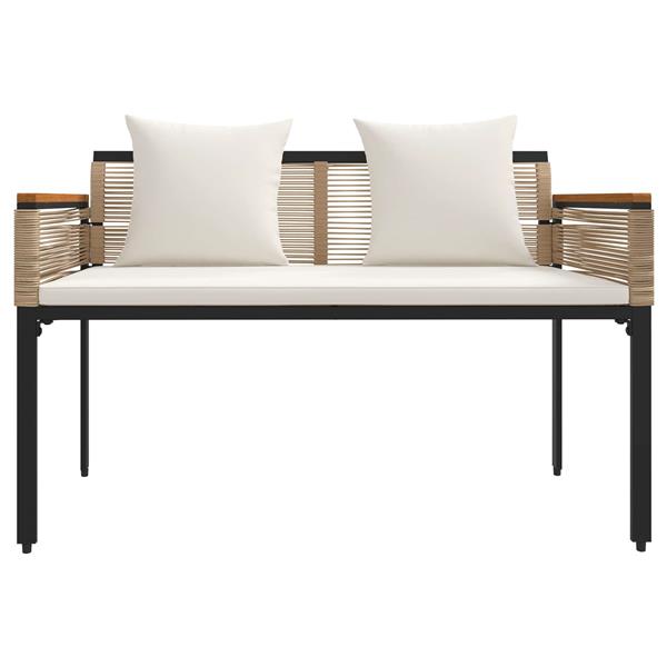 Grote foto vidaxl tuinbank beige en cr me wit 117 x 54 x 74.5 cm poly rattan tuin en terras tuinmeubelen