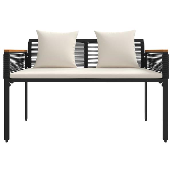 Grote foto vidaxl tuinbank zwart en cream wit 117 x 54 x 74.5 cm poly rattan tuin en terras tuinmeubelen