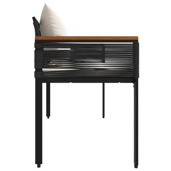 Grote foto vidaxl tuinbank zwart en cream wit 117 x 54 x 74.5 cm poly rattan tuin en terras tuinmeubelen