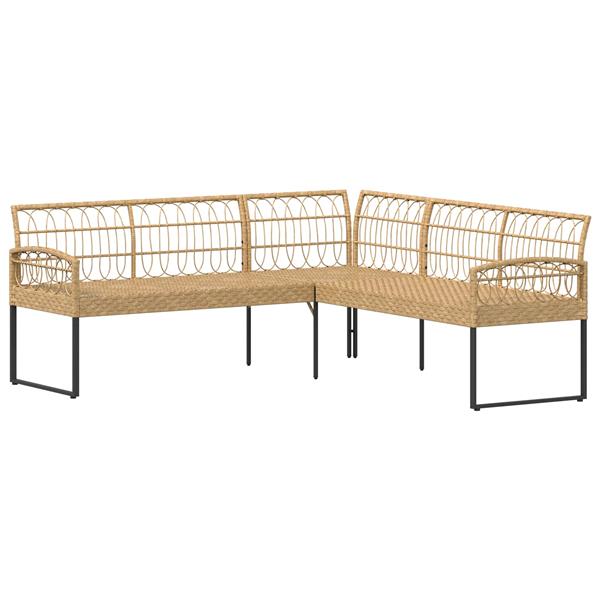Grote foto vidaxl tuinbankenset met kussen 2 pcs naturel poly rattan staal tuin en terras tuinmeubelen