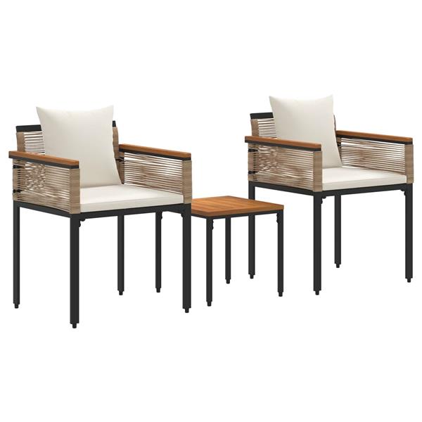 Grote foto vidaxl buitenmeubelset met kussen 3 pcs beige en cr me wit pe rattan tuin en terras tuinmeubelen