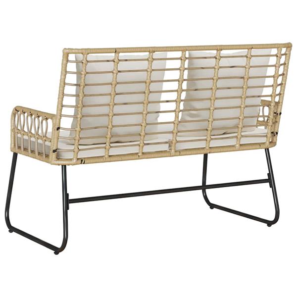 Grote foto vidaxl tuinbank bruin en cr me poly rattan tuin en terras tuinmeubelen