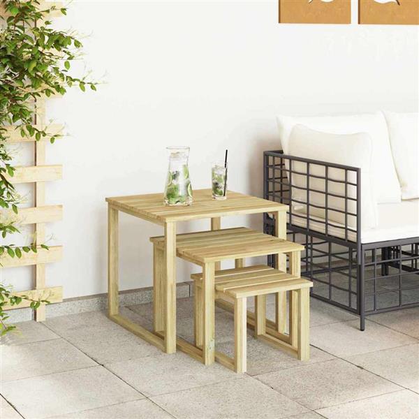 Grote foto vidaxl tafel 3 pcs naturel ge mpregneerd grenenhout tuin en terras tuinmeubelen