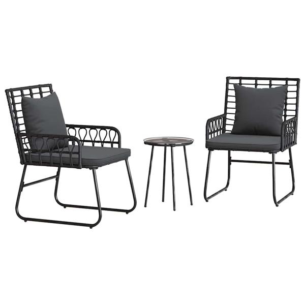 Grote foto vidaxl tuin eettafelset 3 pcs zwart en anthraciet poly rattan tuin en terras tuinmeubelen