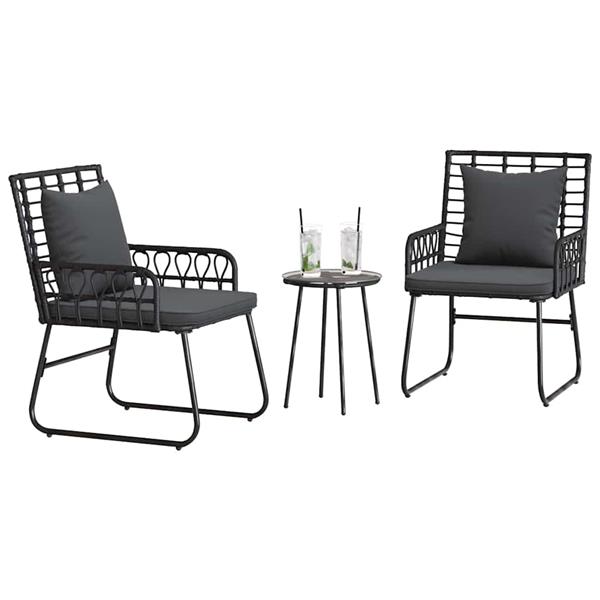 Grote foto vidaxl tuin eettafelset 3 pcs zwart en anthraciet poly rattan tuin en terras tuinmeubelen