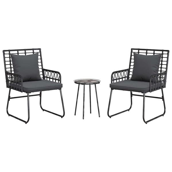 Grote foto vidaxl tuin eettafelset 3 pcs zwart en anthraciet poly rattan tuin en terras tuinmeubelen