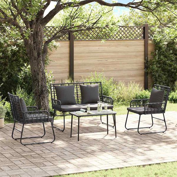 Grote foto vidaxl tuin eettafelset 3 pcs zwart en anthraciet poly rattan tuin en terras tuinmeubelen