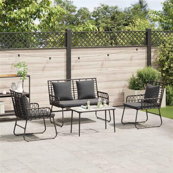 Grote foto vidaxl tuin eettafelset 3 pcs zwart en anthraciet poly rattan tuin en terras tuinmeubelen