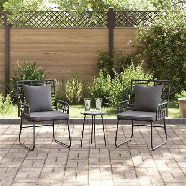 Grote foto vidaxl tuin eettafelset 3 pcs zwart en anthraciet poly rattan tuin en terras tuinmeubelen