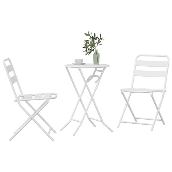 Grote foto vidaxl tuin bistro set 3 pcs wit staal tuin en terras tuinmeubelen