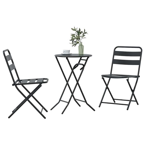 Grote foto vidaxl tuin bistro set 3 pcs antraciet staal tuin en terras tuinmeubelen