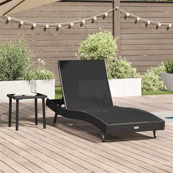 Grote foto vidaxl ligstoel 2 pcs zwart poly rattan tuin en terras tuinmeubelen