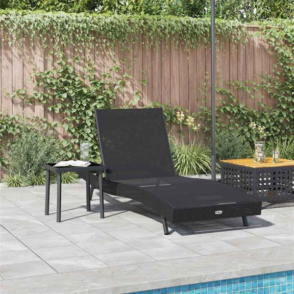 Grote foto vidaxl ligstoel 2 pcs zwart poly rattan tuin en terras tuinmeubelen