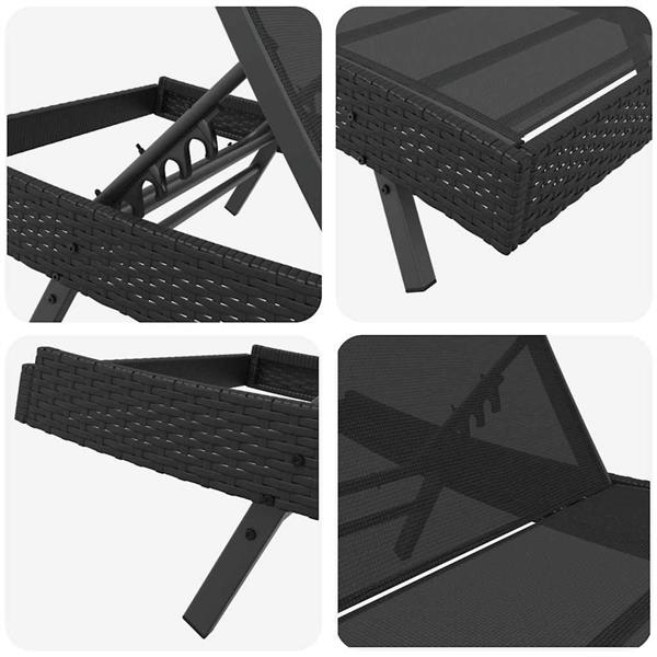 Grote foto vidaxl ligstoel zwart 197 x 70 x 82 cm poly rattan tuin en terras tuinmeubelen