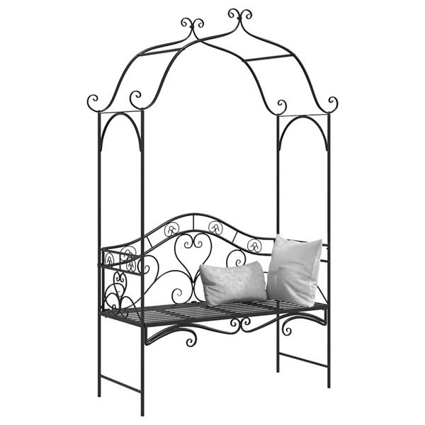 Grote foto vidaxl tuinbank zwart 121 x 48 x 200 cm staal tuin en terras tuinmeubelen