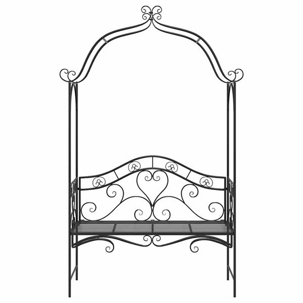 Grote foto vidaxl tuinbank zwart 121 x 48 x 200 cm staal tuin en terras tuinmeubelen