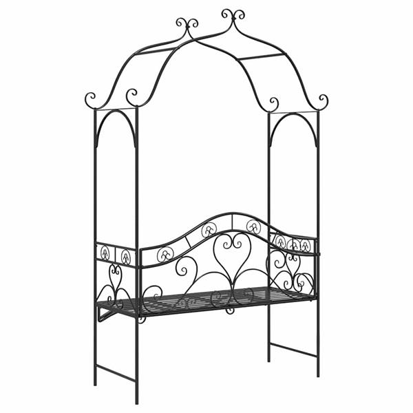 Grote foto vidaxl tuinbank zwart 121 x 48 x 200 cm staal tuin en terras tuinmeubelen