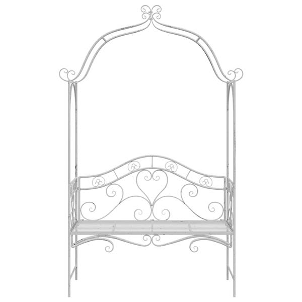 Grote foto vidaxl tuinbank antiek wit 121 x 48 x 200 cm staal tuin en terras tuinmeubelen