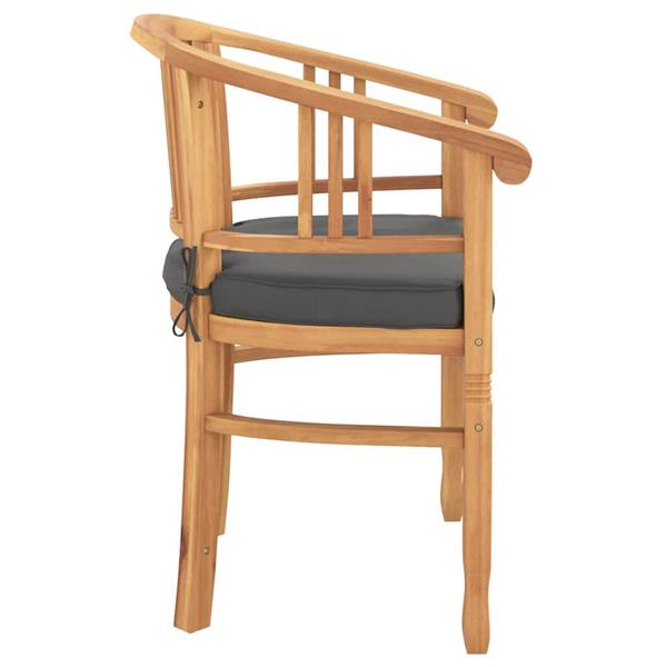 Grote foto vidaxl stoel met kussen 2 pcs bruin 63 x 58 x 89 cm massief teakhout tuin en terras tuinmeubelen