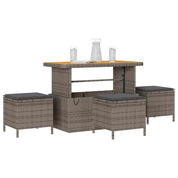 Grote foto vidaxl tuin eettafelset grijs poly rattan tuin en terras tuinmeubelen