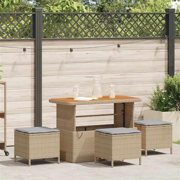 Grote foto vidaxl tuin eettafelset beige poly rattan tuin en terras tuinmeubelen
