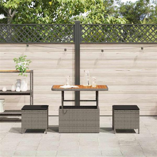 Grote foto vidaxl tuin eettafelset grijs poly rattan tuin en terras tuinmeubelen