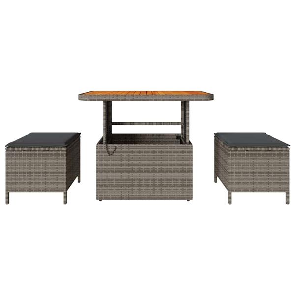 Grote foto vidaxl tuin eettafelset grijs poly rattan tuin en terras tuinmeubelen