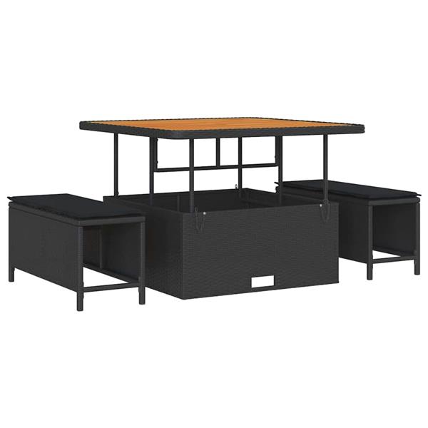 Grote foto vidaxl tuin eettafelset zwart poly rattan tuin en terras tuinmeubelen