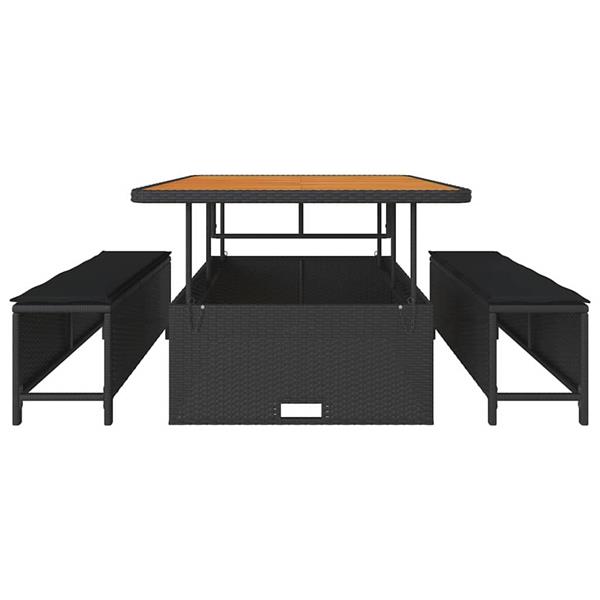 Grote foto vidaxl tuin eettafelset zwart poly rattan tuin en terras tuinmeubelen