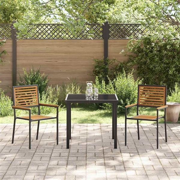 Grote foto vidaxl tuinstapelstoelen 2 pcs bruin en zwart 54 x 56 x 90 cm tuin en terras tuinmeubelen