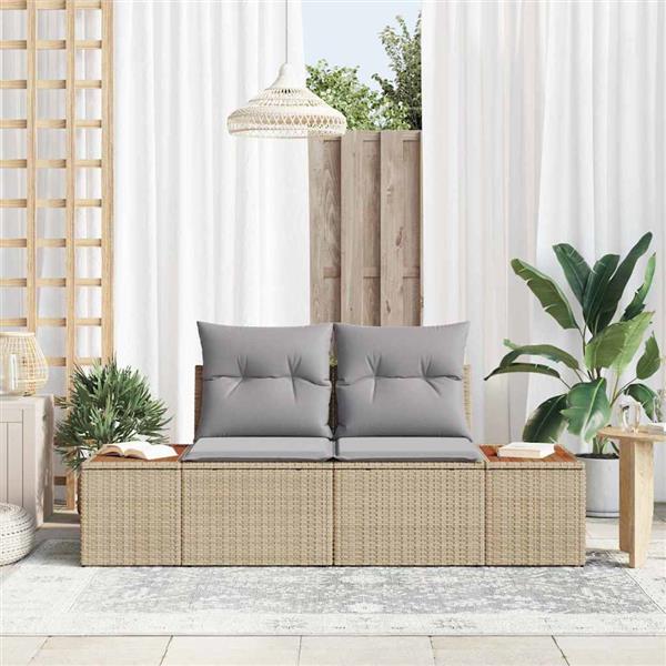 Grote foto vidaxl tuinbank beige 184 x 62 x 85cm poly rattan tuin en terras tuinmeubelen