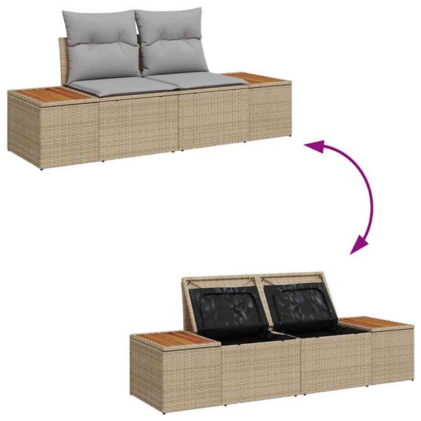 Grote foto vidaxl tuinbank beige 184 x 62 x 85cm poly rattan tuin en terras tuinmeubelen